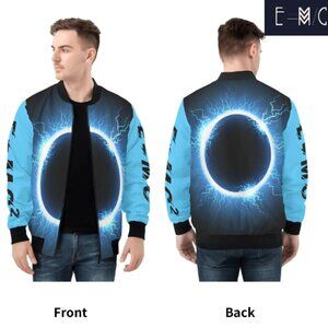 New E=M/C2 Unisex Black Hole Blue Zip Up Bomber Jacket